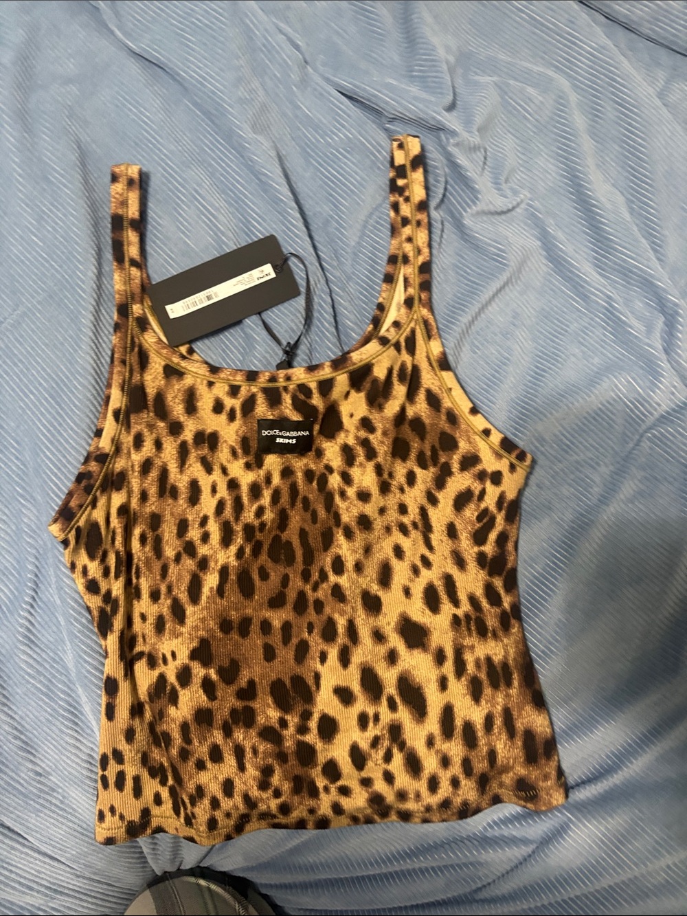 Dolce & Gabbana Leopard Print Tank Top - Tan and Black